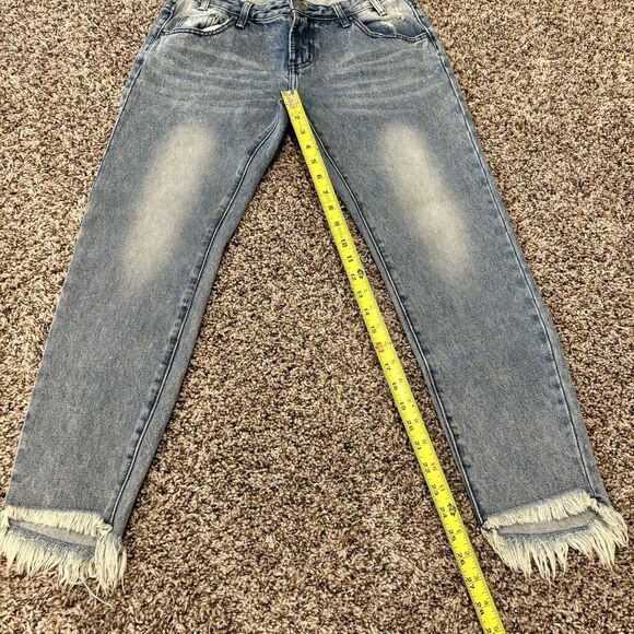 One X One Teaspoon Jeans 27 Blue Freebird Frayed Hems Mid Rise Double Waistband - Picture 6 of 14